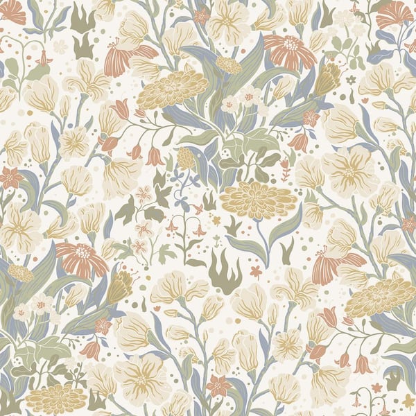 A-Street Prints Hava Grey Meadow Flowers Wallpaper Sample