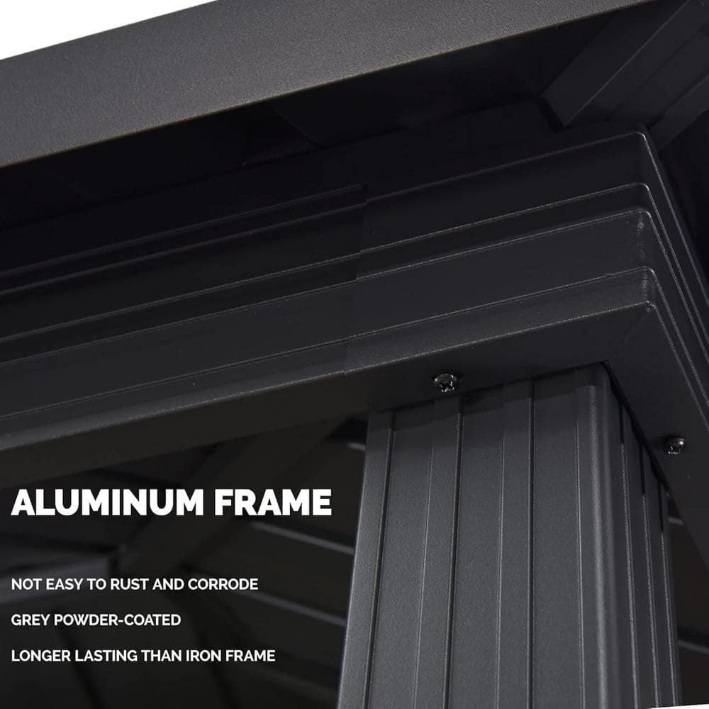 Gray 6' x 8' Hardtop Grill Gazebo with Double Steel Roof