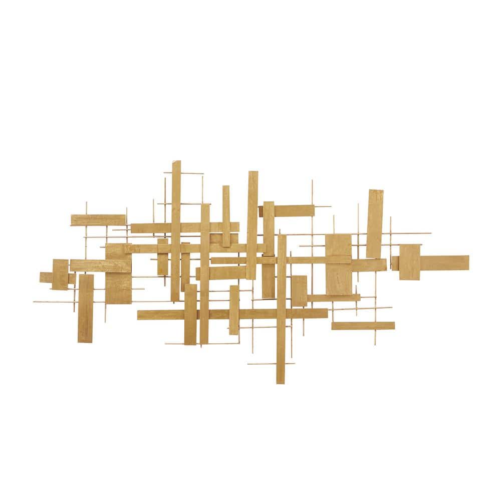 CosmoLiving by Cosmopolitan Gold Metal Contemporary Abstract Wall Decor, 62 in. x 2 in. x 32 in.