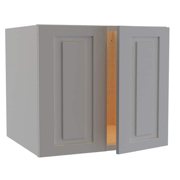 Home Decorators Collection Grayson 27 in. W x 24 in. D x 24 in. H Assembled Plywood Wall Bridge Kitchen Cabinet in Pearl Gray with Soft Close