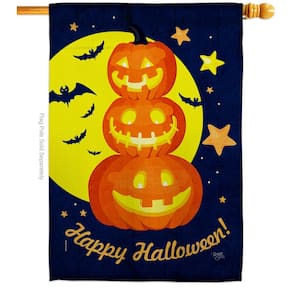 28 in. x 40 in. Pumpkin Trio House Flag Double-Sided Readable Both Sides Fall Halloween Decorative