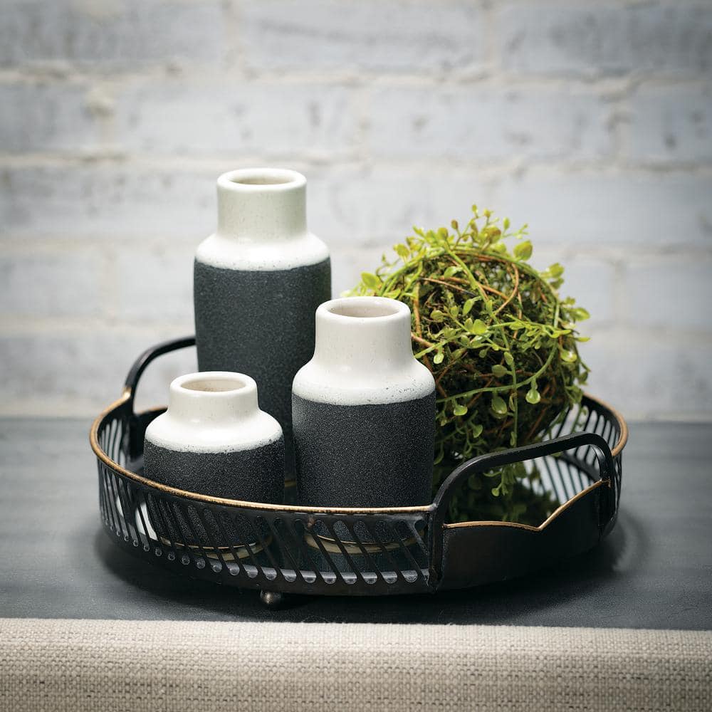 Trio of Timeless Ceramic Vases in White and Black