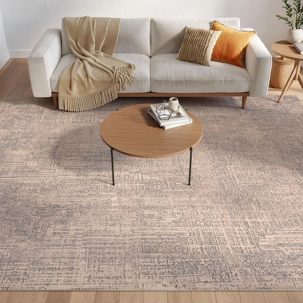 Botanical Washables Taupe 5 ft. x 7 ft. Abstract Contemporary Area Rug