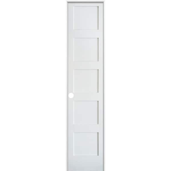 Krosswood Doors 18 in. x 96 in. Shaker 5-Panel Primed Right-Hand Solid Core MDF Wood Single Prehung Interior Door