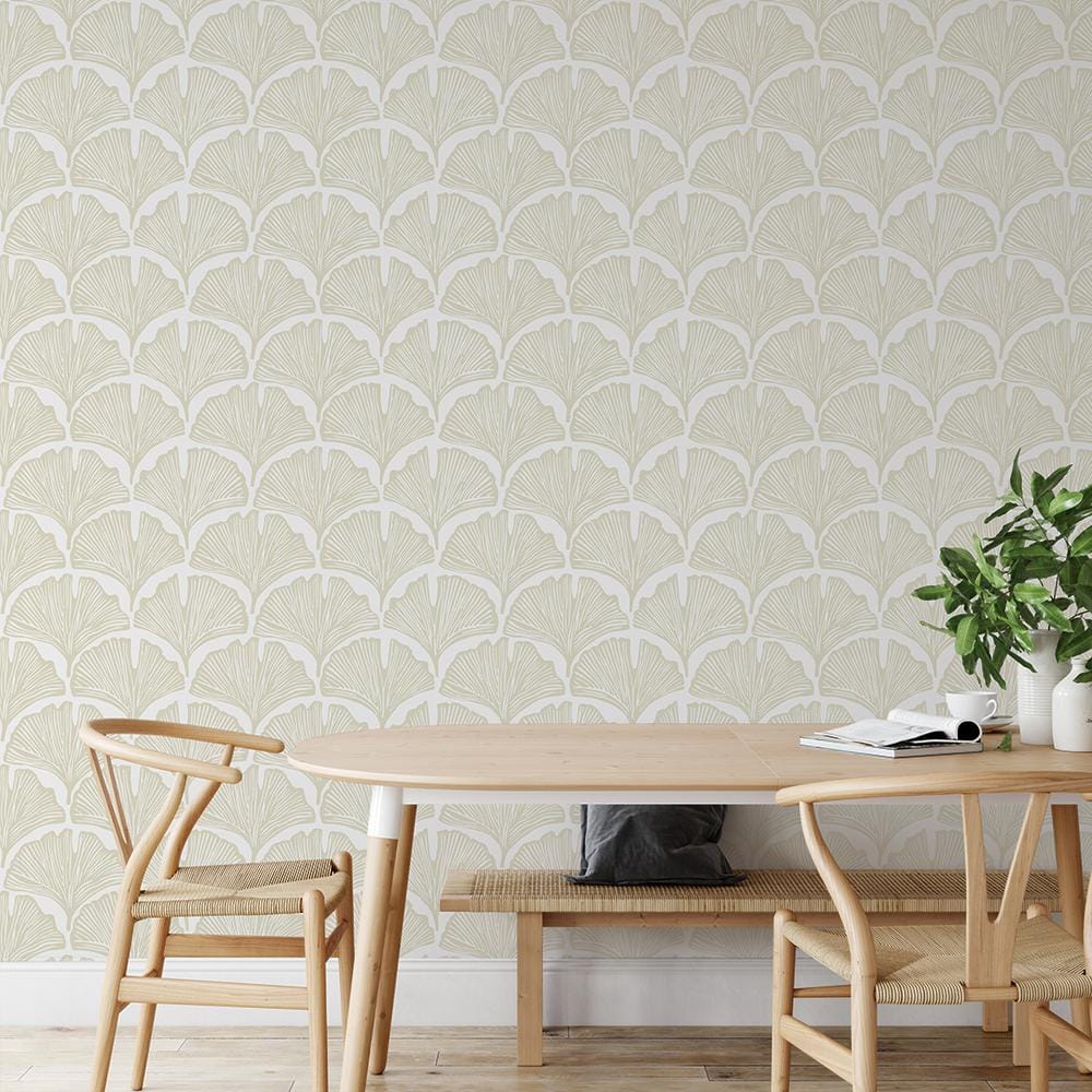 Waverly White Palm Damask Peel and Stick Wallpaper Roll