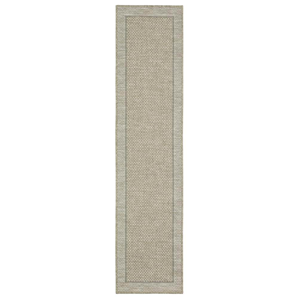 Thrasher Beige 2 ft. x 8 ft. Wide Border Polypropylene Indoor/Outdoor Runne