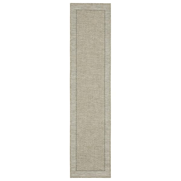 Thrasher Beige 2 ft. x 8 ft. Wide Border Polypropylene Indoor/Outdoor Runner