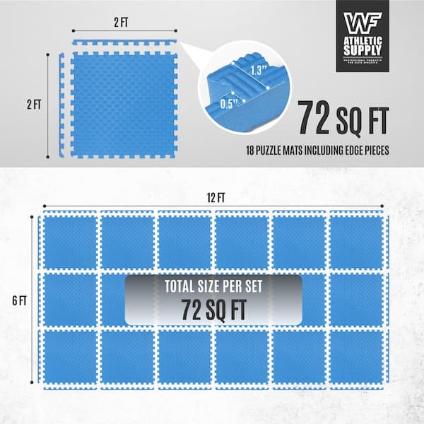 Blue 24 in. W x 24 in. L x 0.5 in. T EVA Foam Tatami Pattern Gym Flooring Mat (18 Tiles/Pack) (72 sq. ft.)