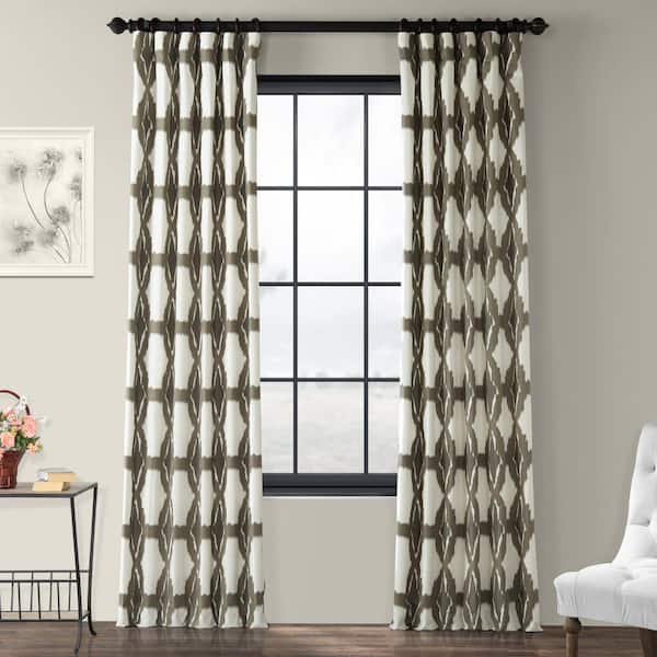 Exclusive Fabrics & Furnishings Sorong Printed Room Darkening Curtain - 50 in. W x 84 in. L Rod Pocket with Back Tab Single Window Panel