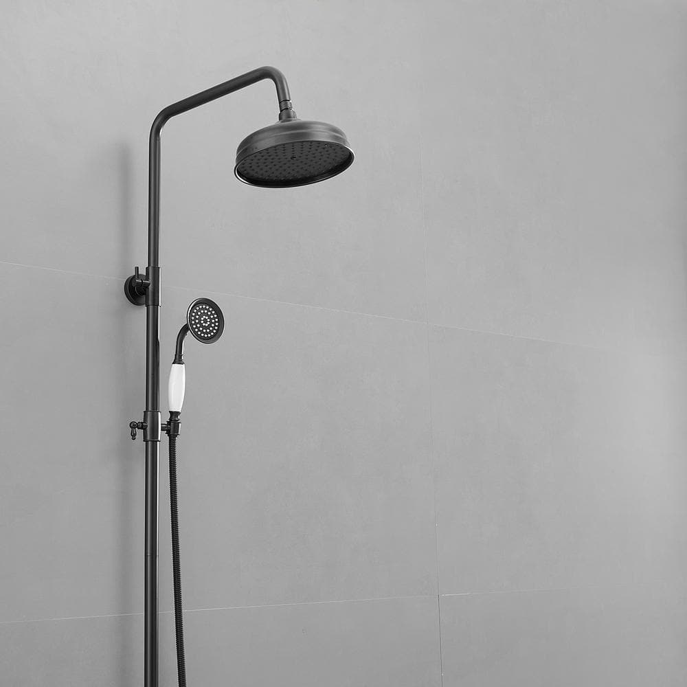 Matte Black Adjustable Height Dual Shower Head System