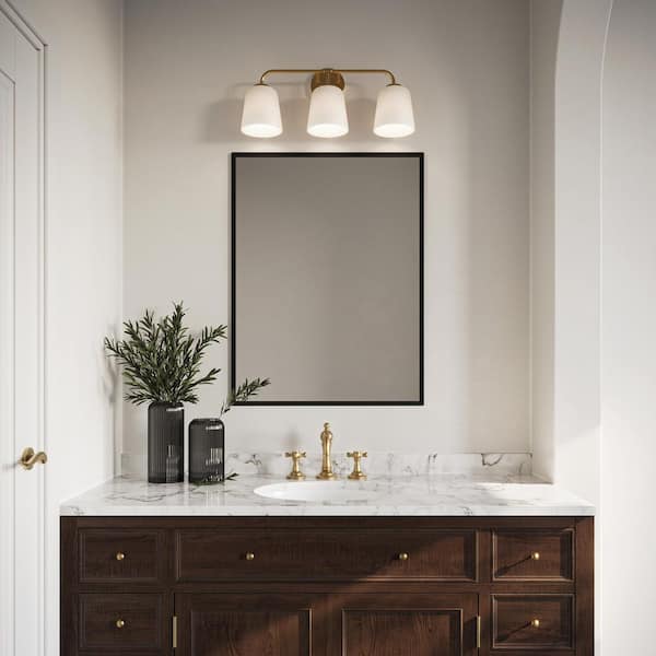 Bredela Collection 23 in. 3-Light Brushed Gold Farmhouse Vanity Light for Bathrooms
