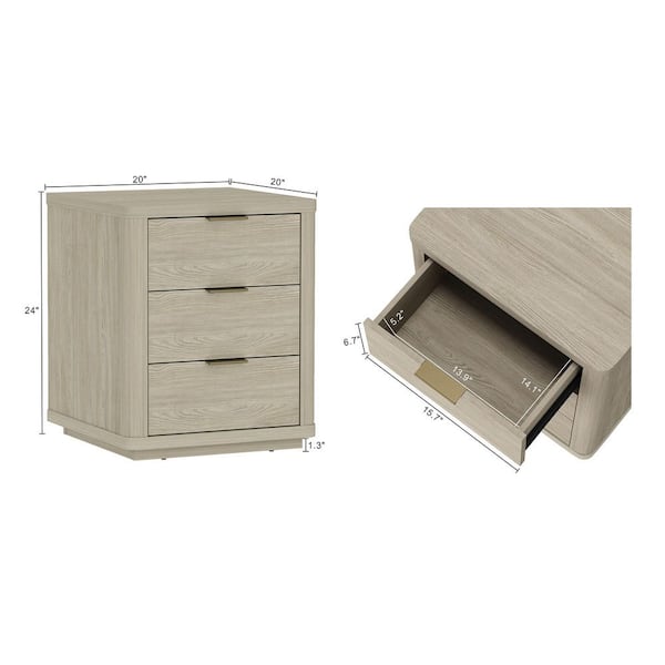 Manhattan Comfort Evelyn Modern Natural 3-Drawer 20 in. W