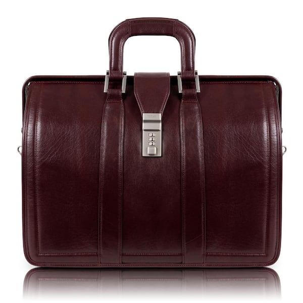 McKLEIN MORGAN, Top Grain Cowhide Leather, 17 in. Litigator Laptop Briefcase, Burgundy (83346)