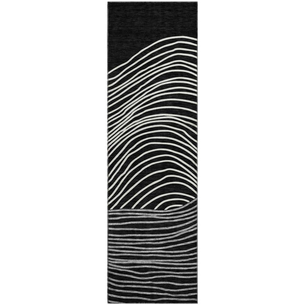 Addison Rugs Mayfield Premium Machine Washable Abstract AMF2350 Black 2 ...