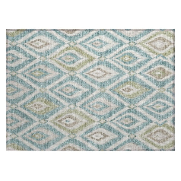 Chantille Machine Washable Indoor/Outdoor Abstract ACN3072 Teal 2 ft. x 3 ft. Accent Rug
