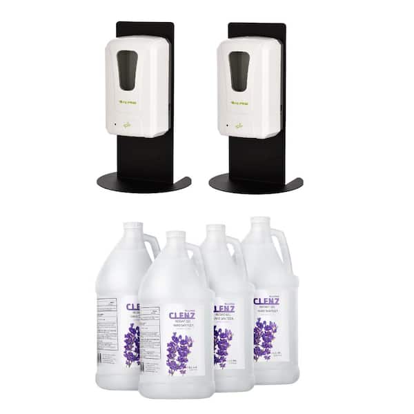 Alpine Industries 40 oz. Automatic Gel Sanitizer Dispenser and Tabletop Stand with 1 Gal. Gel Sanitizer Case of 4 (2-Pack)