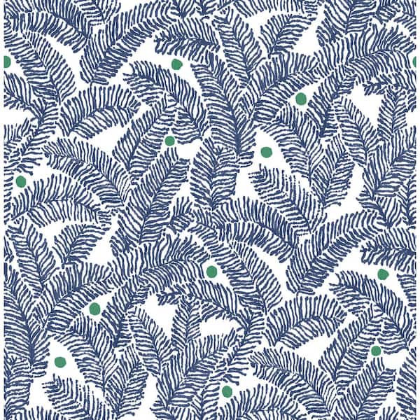 NuWallpaper Navy Fernanda Vinyl Peel and Stick Wallpaper