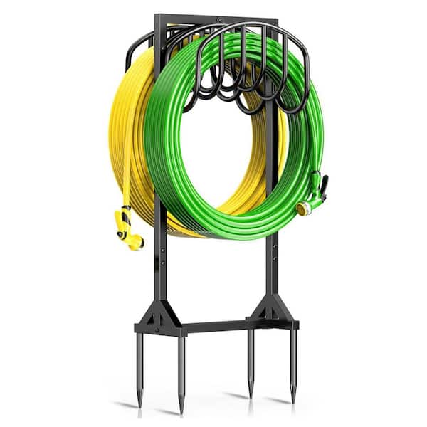 Unbranded Freestanding Hose Holder with Double-Sided Hooks and 4 Spikes for Outdoor Use