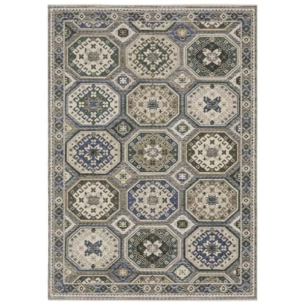 Blue 7 x 10 ft. Loomed Medallion Rectangle Indoor Area Rug