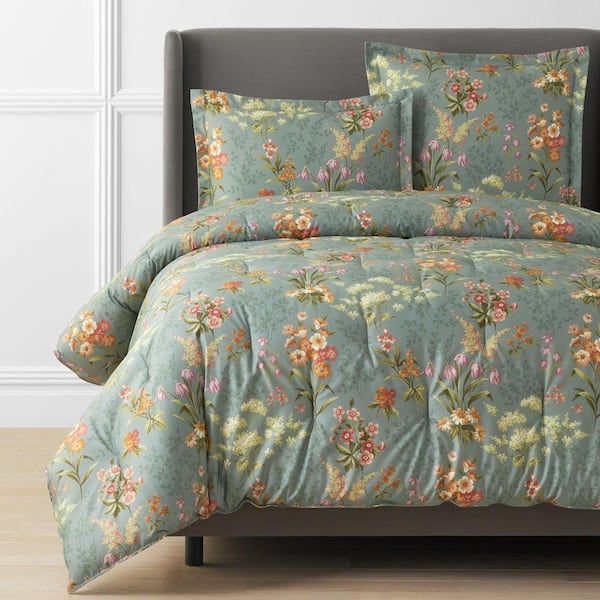 The Company Store Legends Hotel Blooming Elegance Wrinkle-Free Olive Green King/California King Comforter 51301E-KCK-OLI-GRN