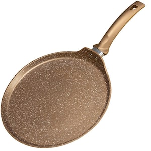 11 in. Aluminum Nonstick Eco-Friendly Granite Coating Crepe Pan Gold Induction Compatible Stay Cool Handle