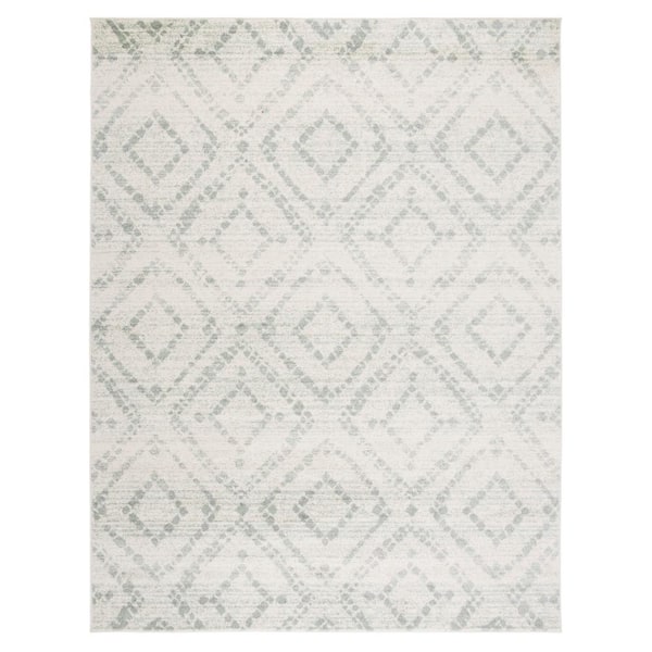 Adirondack 9 ft. x 12 ft. Ivory/Green Geometric Area Rug