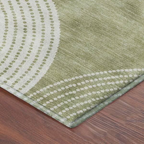 Mayfield Premium Machine Washable Abstract AMF2275 Aloe 3 ft. x 5 ft. Area Rug