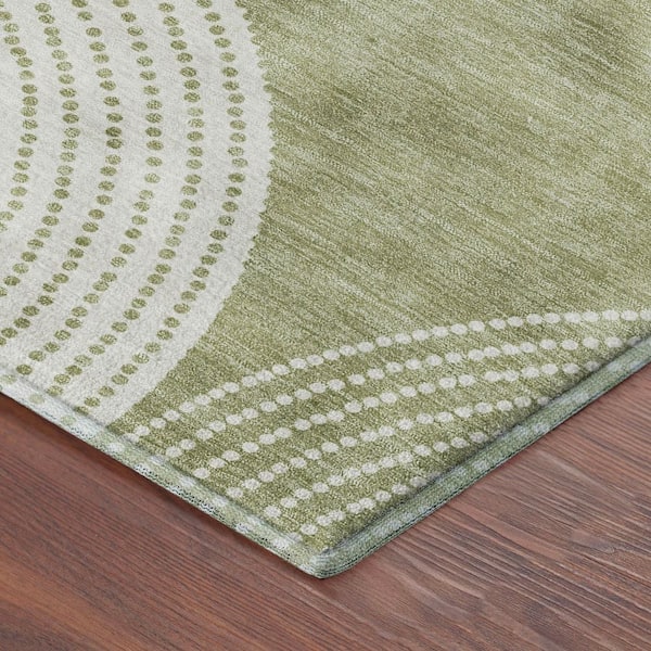 Mayfield Premium Machine Washable Abstract AMF2275 Aloe 9 ft. x 12 ft. Area Rug
