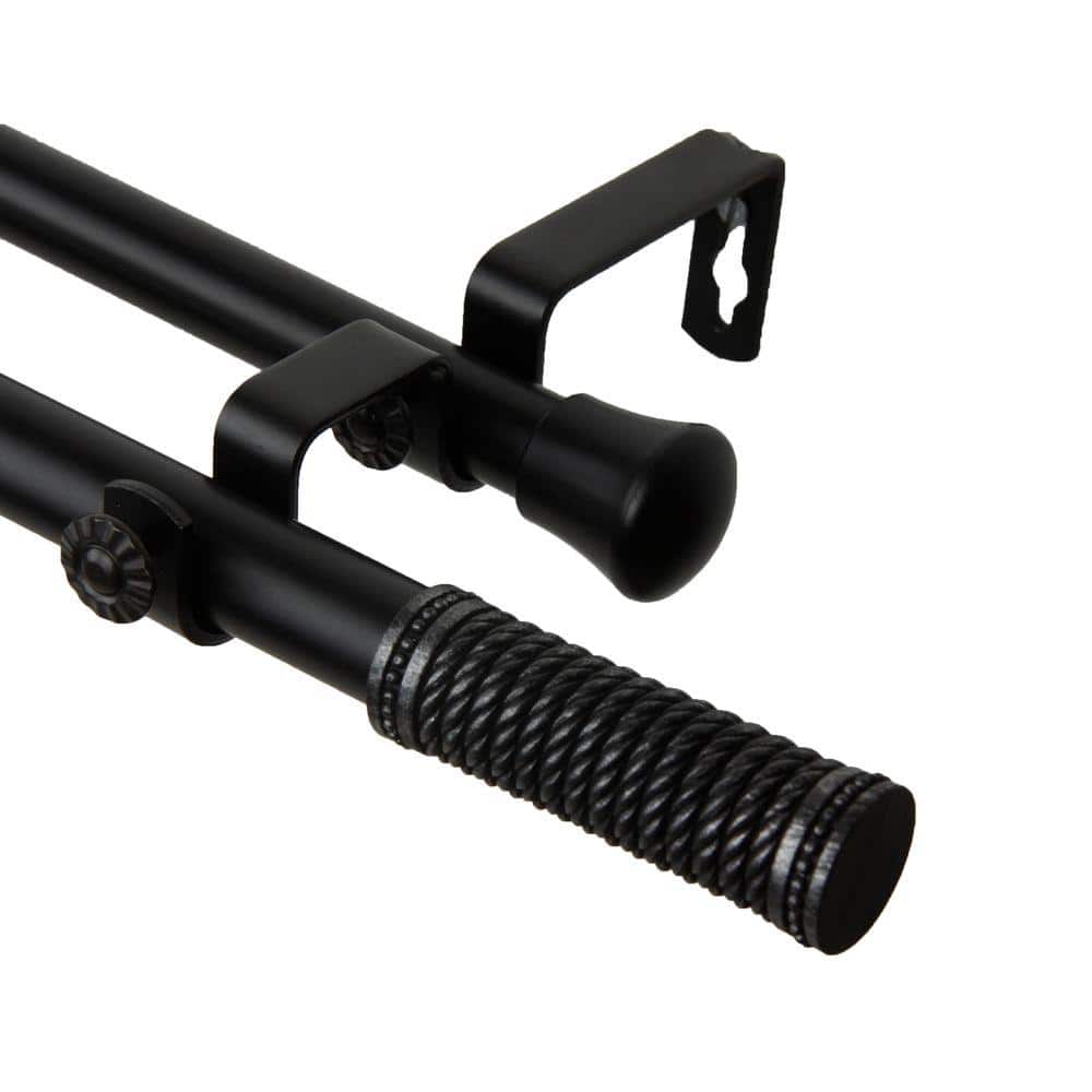 66 in. - 120 in. Threaded Double Curtain Rod in Black price history on PriceWatchPro