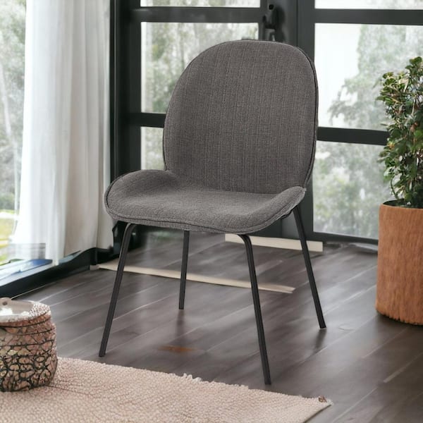HomeRoots Gray And Black Upholstered Fabric Side Chair (Set of 2)