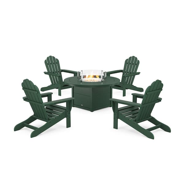 Trex Outdoor Furniture Monterey Bay Rainforest Canopy 5-Pieces Plastic Adirondack Patio Fire Pit Set