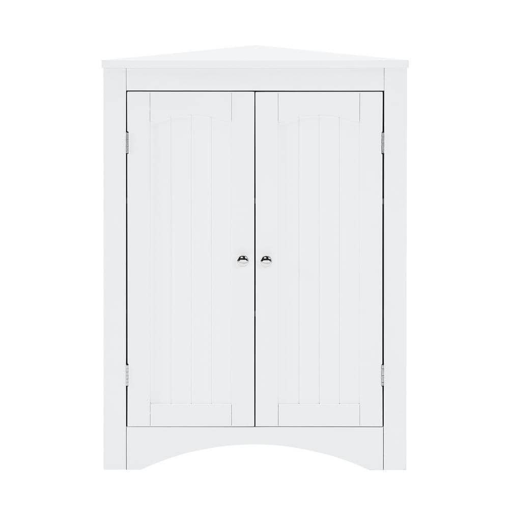 24.33 in. W x 12.16 in. D x 32.28 in. H White Corner Linen Cabinet with Doo