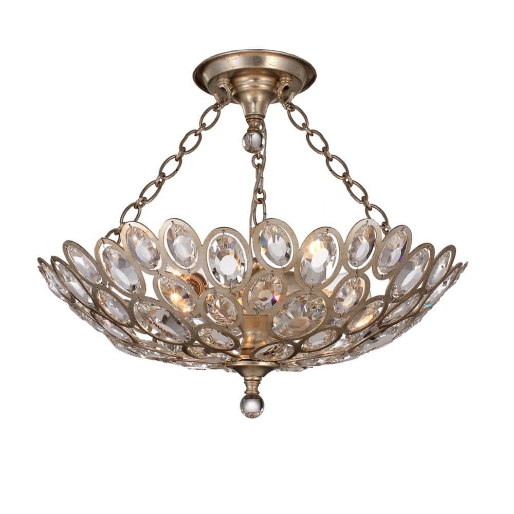 Sterling Distressed Twilight Crystal 3-Light Ceiling Mount