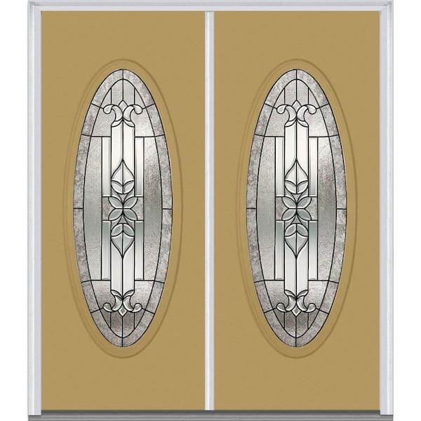 MMI Door 64 in. x 80 in. Cadence Right-Hand Inswing Oval Lite Decorative Glass Painted Fiberglass Smooth Prehung Front Door