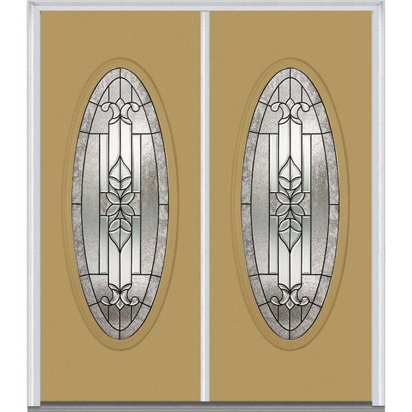 MMI Door 60 in. x 80 in. Cadence Right-Hand Inswing Oval Lite Decorative Glass Painted Steel Prehung Front Door