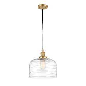 Bell 60-Watt 1 Light Satin Gold Shaded Mini Pendant Light with Clear glass Clear Glass Shade
