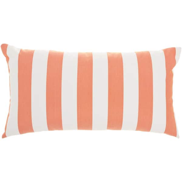 Mina Victory Coral 22 in. x 12 in. Indoor/Outdoor Rectangle Throw Pillow