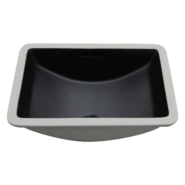 Sarlai 21 in. x 14.75 in. x 8.5 in. Black Rectangular Undermount Ceramic Wash Basin Bathroom Sink