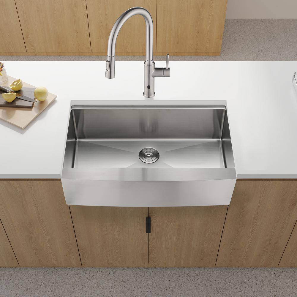 36'' Brushed Nickel Stainless Steel Farmhouse Workstation Sink