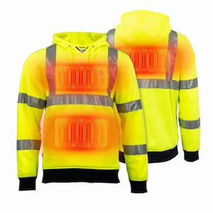 High Visibility Heated Sweatshirt with 7.4-Volt Rechargeable Lithium-Ion Battery and Charging Cable