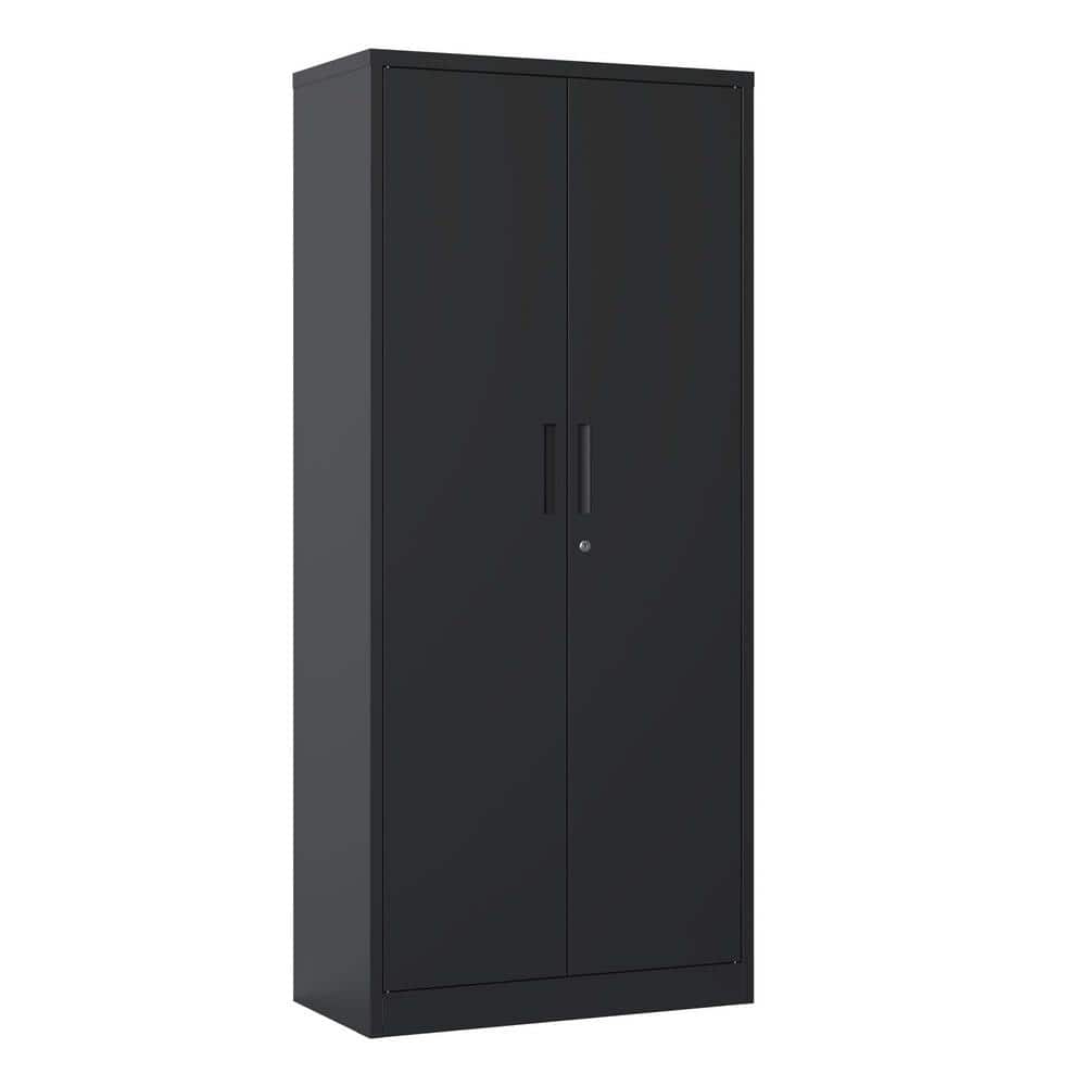 Black Steel Lockable Office Cabinet with Adjustable Shelving