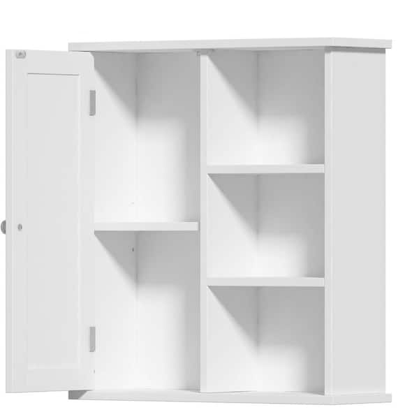 Cubilan 21.5 in. W x 6.3 in. D White Decorative Wall Shelf, Bathroom Wall Cabinet