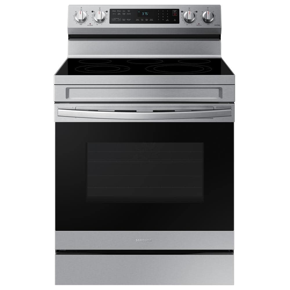 Samsung 6.3 cu.ft. 5 Burner Element Smart Wi-Fi Enabled Convection Electric  Range with No Preheat AirFry in Stainless Steel NE63A6511SS - The Home Depot