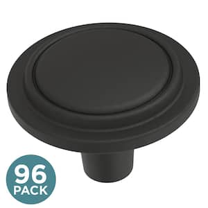 Top Ring 1-1/4 in. (32 mm) Matte Black Round Cabinet Knob (96-Pack)