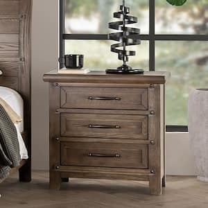 Amaceus Brown 3-Drawer 28 in. W Nightstand