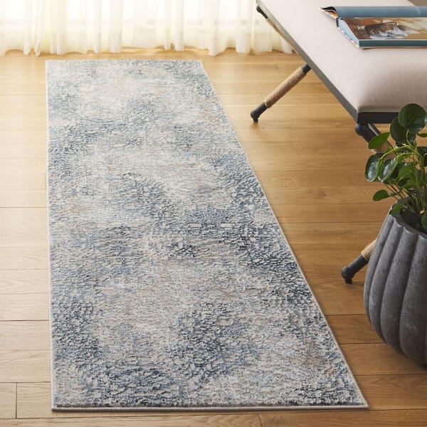 Parker 2 ft. x 8 ft. Blue/Taupe Distressed Abstract Runner Rug
