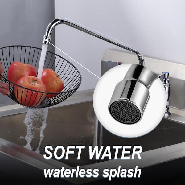 Double Handle Commercial Standard Kitchen Faucet with 14 in. Swivel Spout Deck Mount Kitchen Faucet in Polished Chrome