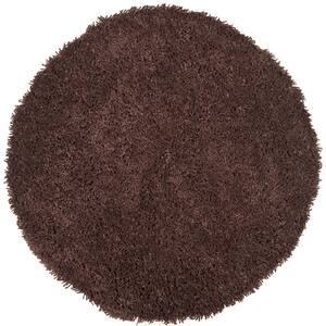 Classic Shag Ultra Chocolate 6 ft. x 6 ft. Round Solid Area Rug