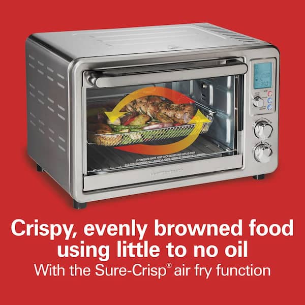 Hamilton Beach Sure-Crisp Air Fryer Toaster Oven with Easy Reach Door, 6  Slice Capacity, Stainless Steel, 31523 