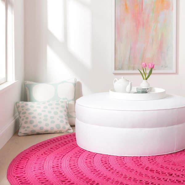 Bowline Handwoven Round Fuchsia 10 ft. Round Outdoor Rug